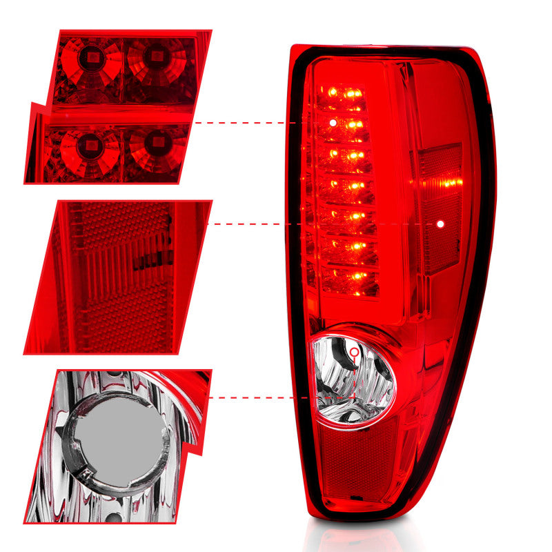 ANZO 2004-2012 Chevrolet Colorado/ GMC Canyon LED Tail Lights w/ Light Bar Chrome Housing Red/Clear-thumbmail-15