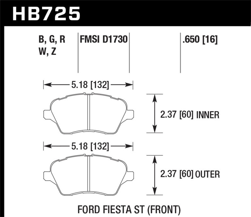 Hawk 2014 Ford Fiesta ST HPS 5.0 Front Brake Pads-thumbmail-5