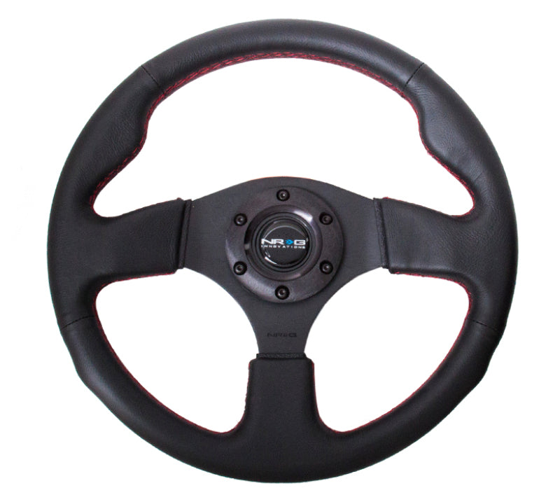 NRG Reinforced Steering Wheel (320mm) Leather w/Red Stitch-thumbmail-3