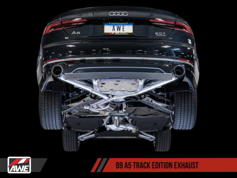 AWE Tuning Audi B9 A5 Track Edition Exhaust Dual Outlet - Diamond Black Tips (Includes DP)-thumbmail-5