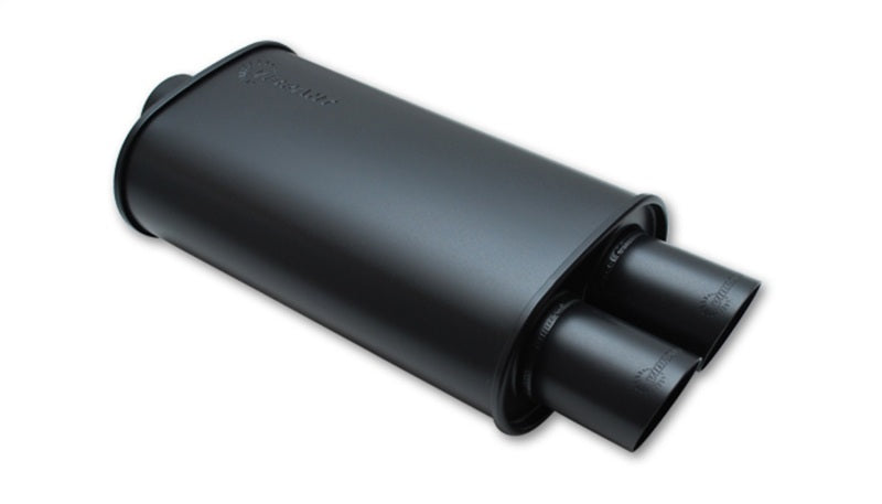 Vibrant StreetPower FLAT BLACK Oval Muffler with Dual 3in Outlet - 3in inlet I.D.-thumbmail-2