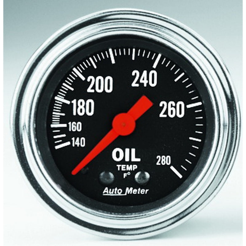 Autometer Traditional Chrome 2-1/16in 140-280 Deg F Mechanical Oil Temp Gauge-thumbmail-1