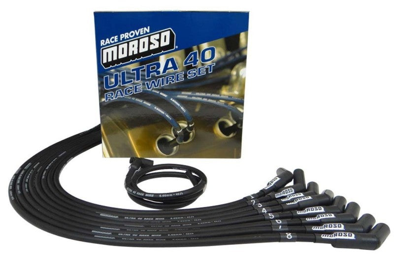 Moroso Chevrolet Small Block Ignition Wire Set - Ultra 40 - Unsleeved - HEI - 135 Degree - Black-thumbmail-1