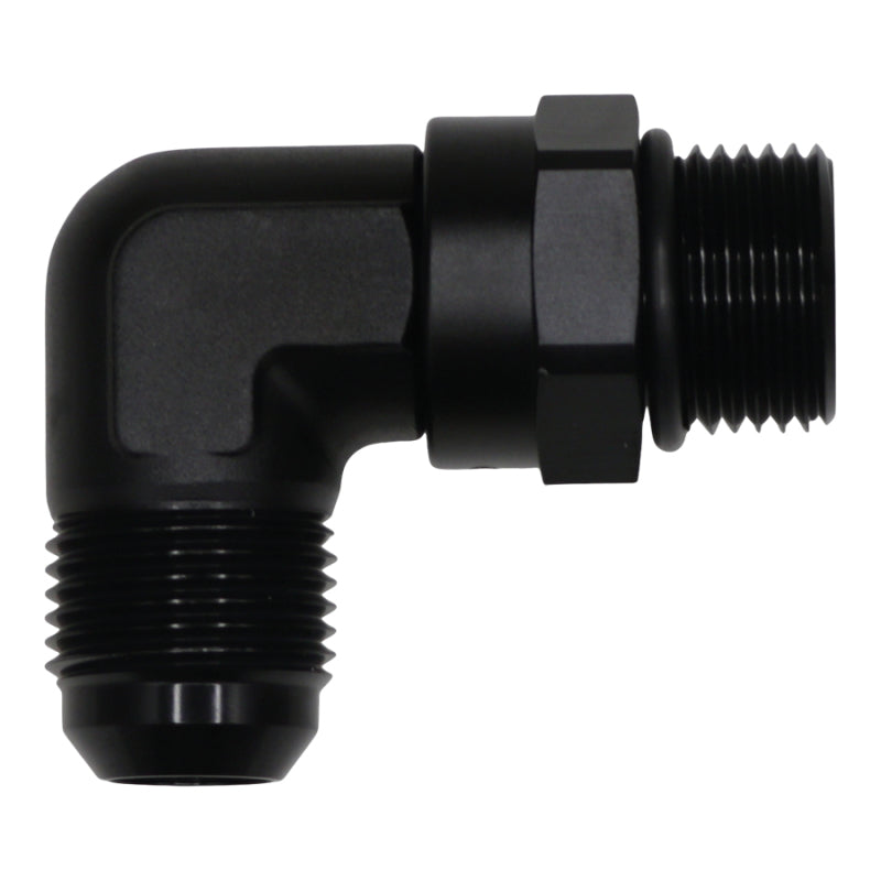 DeatschWerks 10AN ORB Male Swivel to 10AN Male Flare 90-Degree Fitting - Anodized Matte Black-thumbmail-1