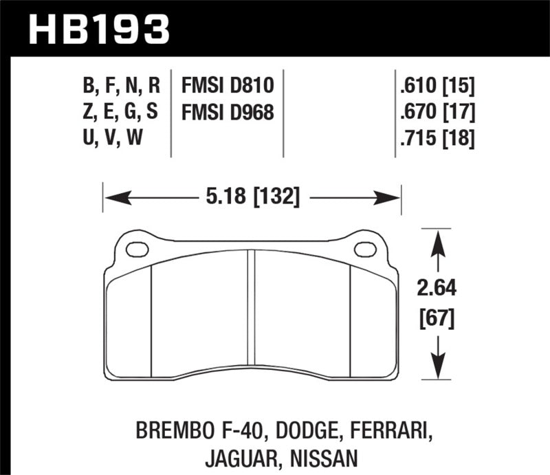 Hawk 2003-2006 Dodge Viper SRT-10 HPS 5.0 Front Brake Pads-thumbmail-3