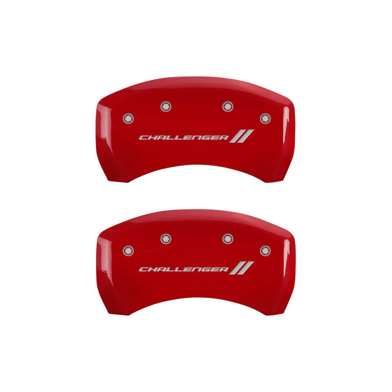 MGP 4 Caliper Covers Engraved Front & Rear With stripes/Challenger Red finish silver ch-thumbmail-5