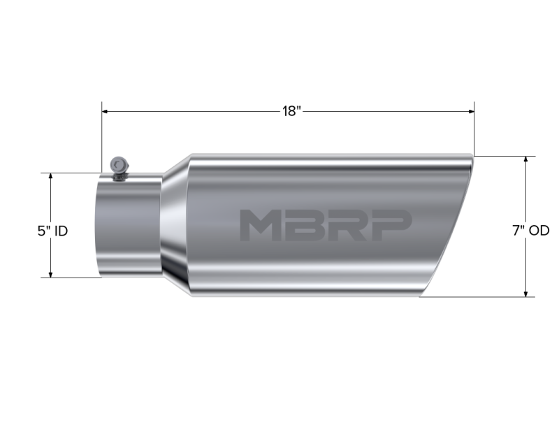 MBRP Universal Tip 7in O.D. Rolled End 5in inlet 18in length - T304 (SINGLE TIP)-thumbmail-4