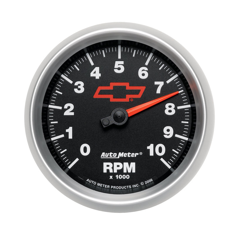 AutoMeter Gauge Tachometer 3-3/8in. 10K RPM In-Dash Chevy Red Bowtie Black-thumbmail-6