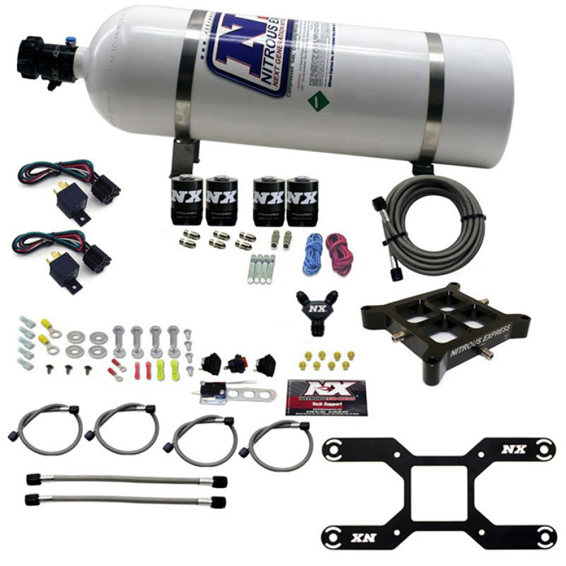 Nitrous Express 4150 Dual Stage Billet Crossbar Nitrous Kit (50-300 & 100-500HP) w/15lb Bottle-thumbmail-2