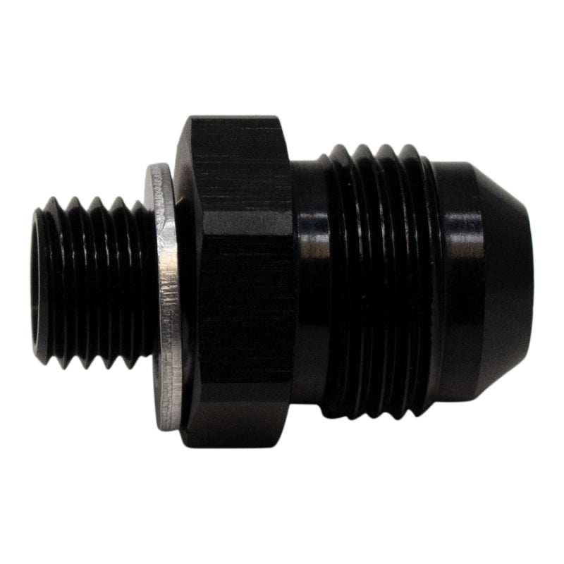 DeatschWerks 8AN Male Flare to M12 X 1.5 Male Metric Adapter (Incl Washer) - Anodized Matte Black-thumbmail-2