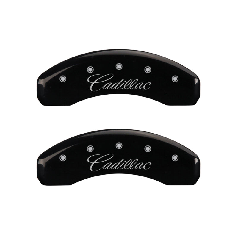 MGP 4 Caliper Covers Engraved Front & Rear Cursive/Cadillac Black finish silver ch-thumbmail-5