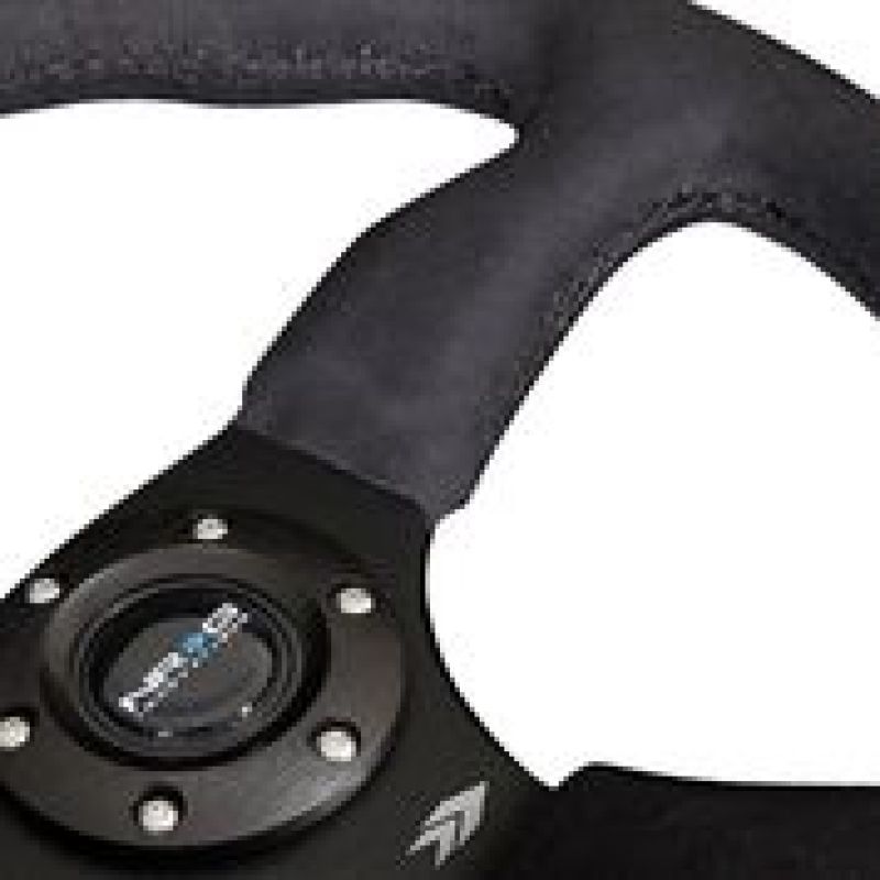 NRG Reinforced Steering Wheel (350mm / 2.5in. Deep)Blk Alcantara Comfort Grip w/4mm Matte Blk Spokes-thumbmail-4