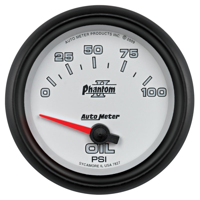 Autometer Phantom II 2 5/8in 0-100 PSI Short Sweep Electronic Oil Pressure Gauge-thumbmail-1
