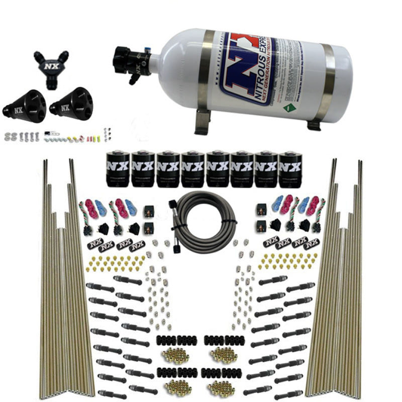 Nitrous Express 8 Cyl Dry Direct Port Four Stage 8 Solenoids Nitrous Kit (200-600HP) w/10lb Bottle-thumbmail-2