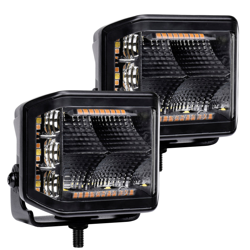 Go Rhino Xplor Blackout Combo Series Cube Sideline LED Flood Lights w/Amber 4x3 - Blk (Pair)-thumbmail-14
