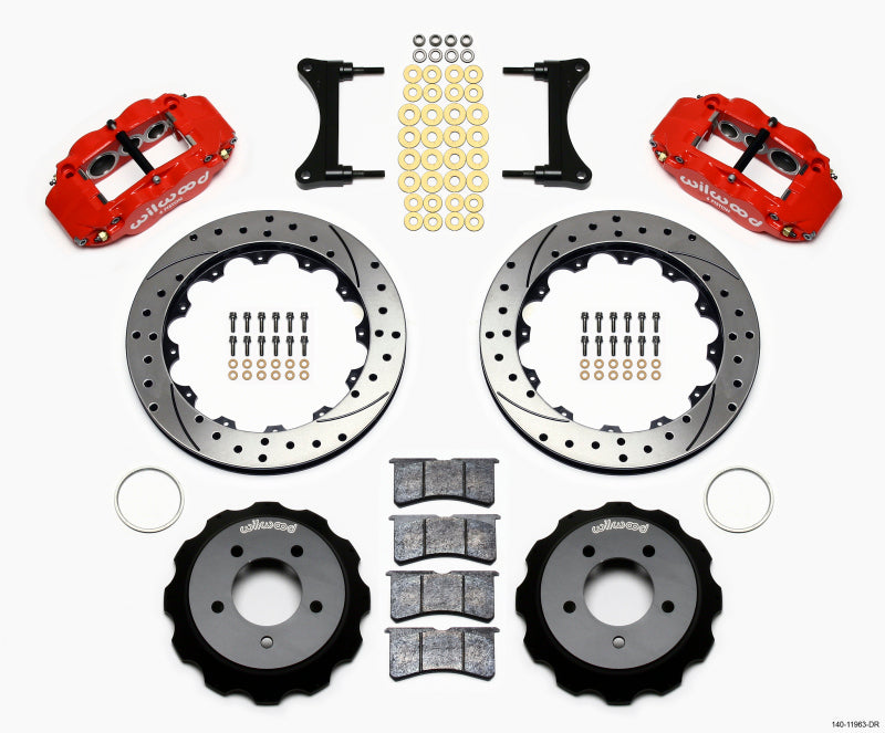 Wilwood Narrow Superlite 6R Front Hat Kit 12.88in Drill Red 93-96 Mazda RX7-thumbmail-2