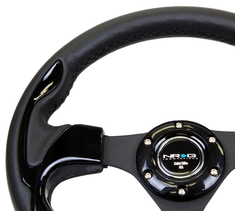 NRG Reinforced Steering Wheel (320mm) Blk w/Gloss Black Trim-thumbmail-6