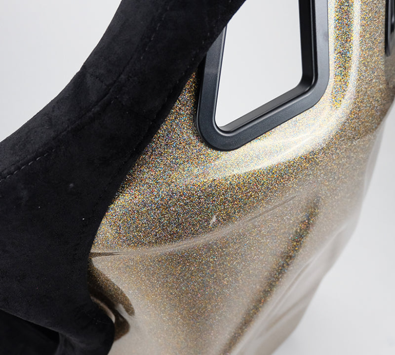 NRG FRP Bucket Seat ULTRA Edition - Large (Black Alcantara/Gold Glitter Back)-thumbmail-9