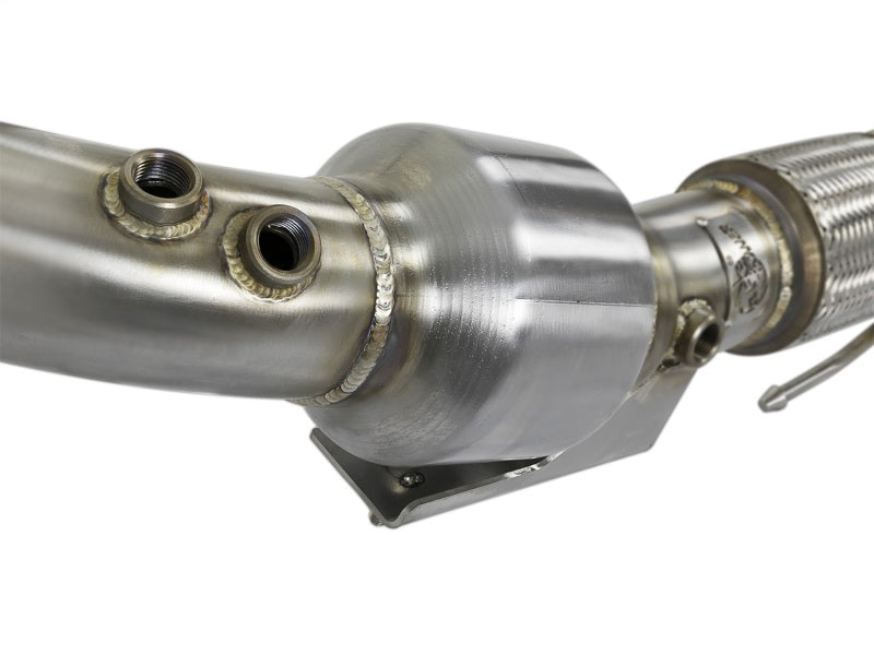 aFe Twisted Steel 3in. 304 SS Catted Series Downpipe 16-18 Ford Focus RS I4-2.3L (t)-thumbmail-6