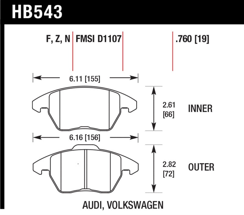 Hawk Audi A3 Quattro / VW EOS / Golf / Jetta / Passat / Rabbit HPS Front Brake Pads-thumbmail-1