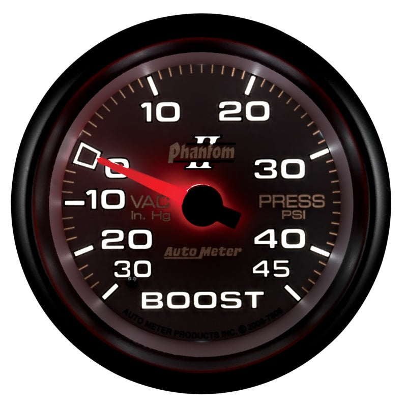 Autometer Phantom II 2-5/8in 30INHG-45PSI Phantom Mechanical Boost/Vacuum Gauge-thumbmail-6