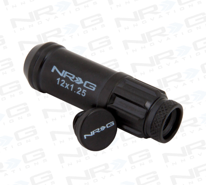 NRG 700 Series M12 X 1.25 Steel Lug Nut w/Dust Cap Cover Set 21 Pc w/Locks & Lock Socket - Black-thumbmail-9