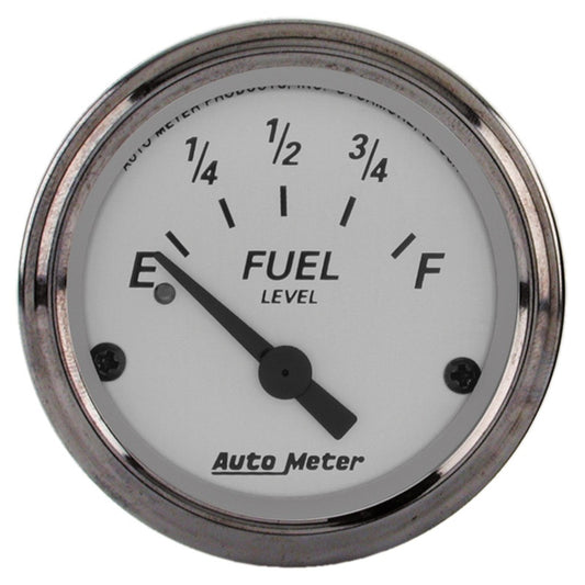 AutoMeter Gauge Fuel Level 2-1/16in. 240 Ohm(e) to 33 Ohm(f) Elec American Platinum