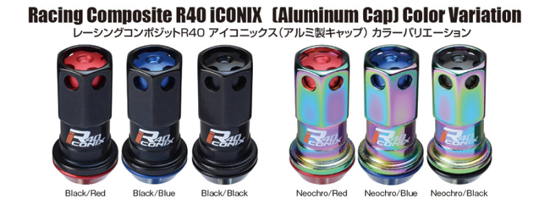 Project Kics 12x1.50 R40 Iconix Lock & Lug Nuts - Neo Chrome w/Black Seat w/o Cap (16+4 Locks)-thumbmail-2