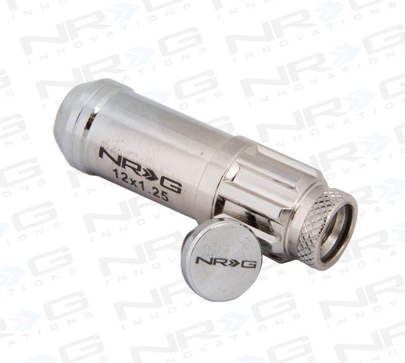 NRG 700 Series M12 X 1.25 Steel Lug Nut w/Dust Cap Cover Set 21 Pc w/Locks & Lock Socket - Silver-thumbmail-7
