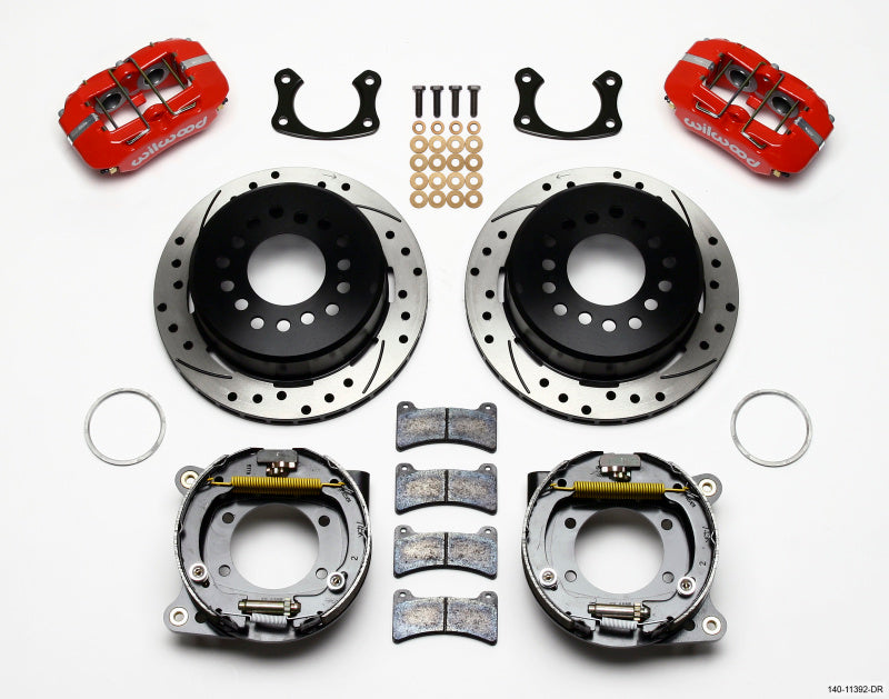 Wilwood Dynapro Low-Profile 11.00in P-Brake Kit Drill-Red New Big Ford 2.50in Off Staggerd Mount-thumbmail-1
