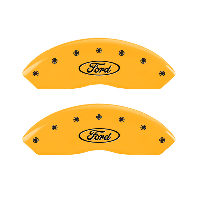MGP 4 Caliper Covers Engraved Front & Rear Oval logo/Ford Yellow finish black ch-thumbmail-3