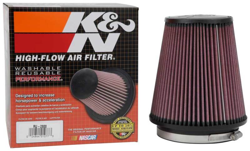 K&N Filter Universal Rubber Filter 5 inch Flange 6 1/2 inch Base 4 3/8 inch Top 7 inch Height-thumbmail-20