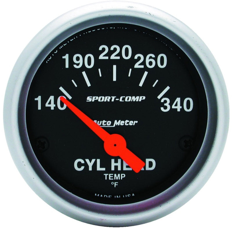 AutoMeter Gauge Cylinder Head Temp 2-1/16in. 140-340 Deg. F Electric Sport-Comp-thumbmail-1
