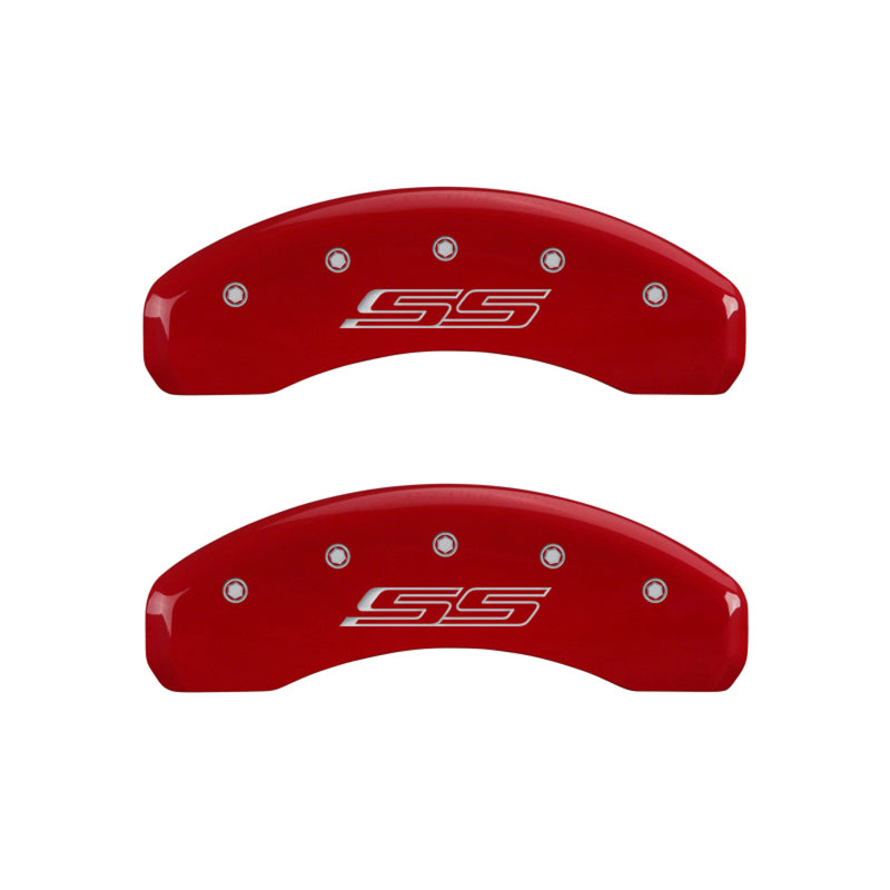MGP 4 Caliper Covers Engraved Front Gen 5/Camaro Engraved Rear Gen 5/SS Red finish silver ch-thumbmail-5