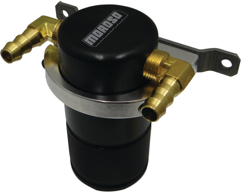 Moroso Universal Air/Oil Separator Catch Can - Small Body w/o Drain - Billet Aluminum - Black Finish-thumbmail-1