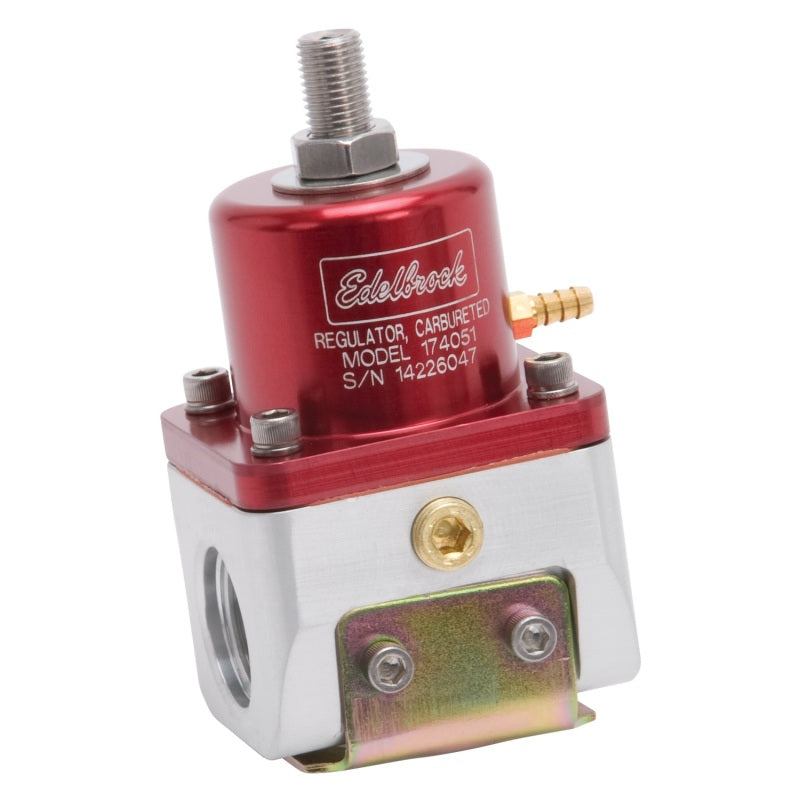 Edelbrock Fuel Pressure Regulator Carbureted 180 GPH 5-10 PSI -10 In/Out -6 Return Red/Clear-thumbmail-18