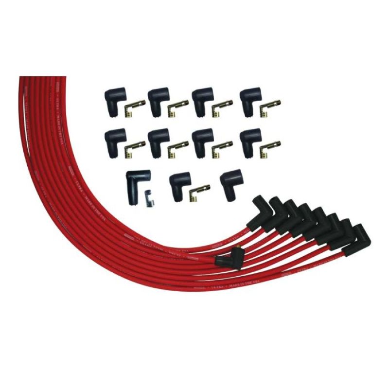Moroso V8 Universal 90 Deg Plug Non-HEI Ultra Spark Plug Wire Set - Red-thumbmail-1