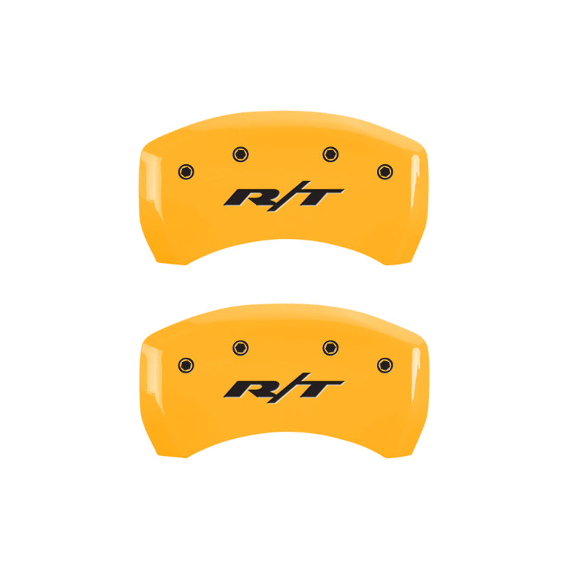 MGP 4 Caliper Covers Engraved Front & Rear RT1-Truck Yellow Finish Black Char 2006 Dodge Charger-thumbmail-4