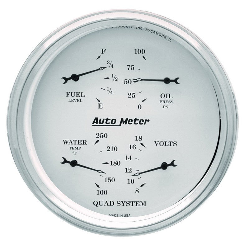 AutoMeter Gauge Quad 5in. 0 Ohm(e) to 90 Ohm(f)Elec Old Tyme White-thumbmail-1