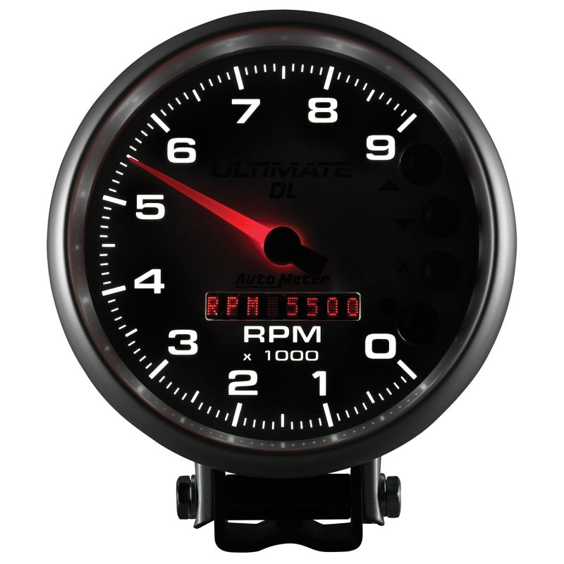 AutoMeter Gauge Tach 5in. 9K RPM Pedestal Datalogging Ultimate Dl Playback Silver