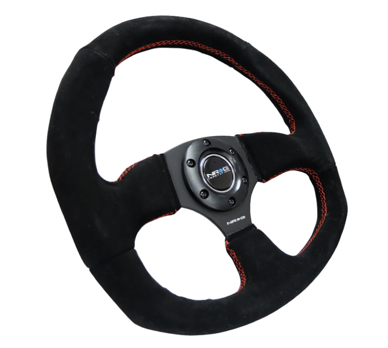 NRG Reinforced Steering Wheel (320mm Horizontal / 330mm Vertical) Suede w/Red Stitch-thumbmail-5
