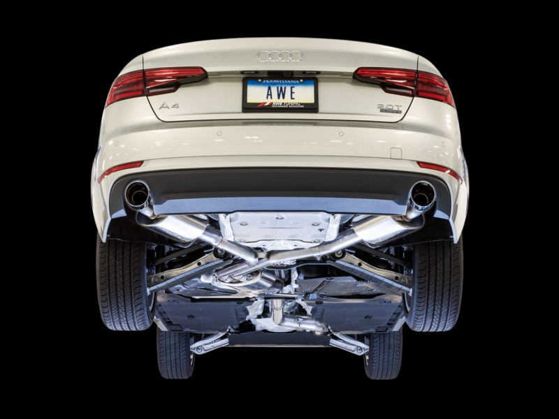 AWE Tuning Audi B9 A4 Touring Edition Exhaust Dual Outlet - Chrome Silver Tips (Includes DP)-thumbmail-13