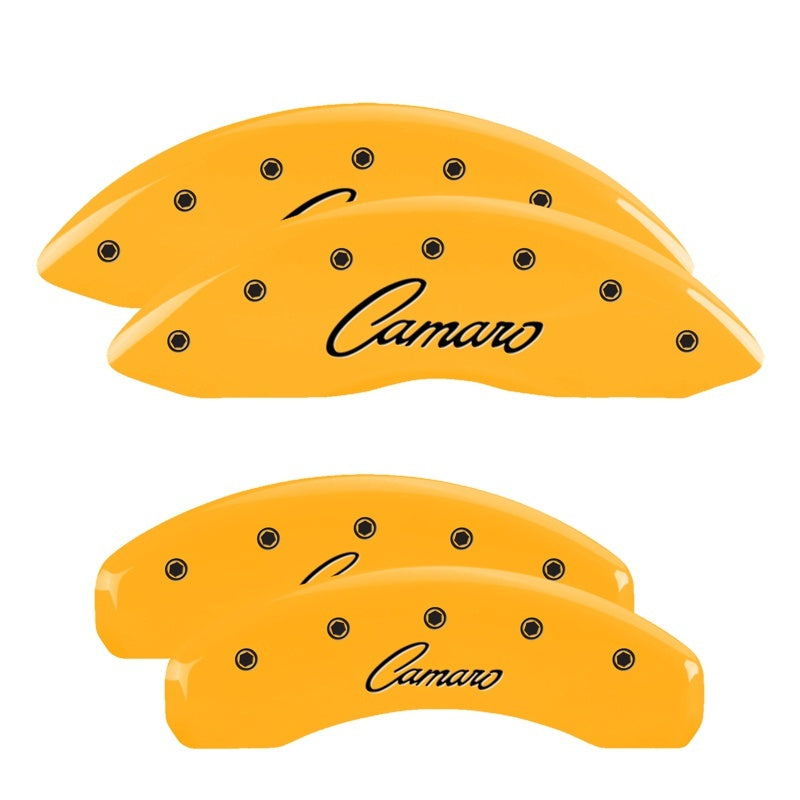MGP 4 Caliper Covers Engraved Front & Rear Cursive/Camaro Yellow finish black ch-thumbmail-3