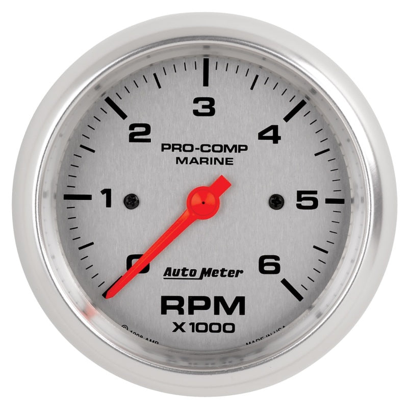 Autometer Marine Silver Ultra-Lite Gauge 3-3/8in Tachometer 6K RPM-thumbmail-1