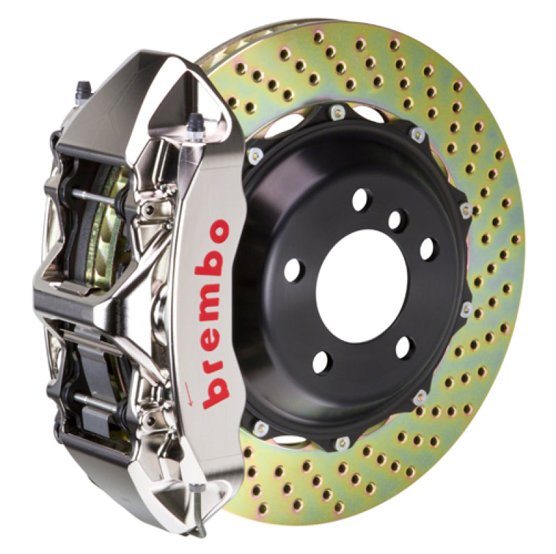 Brembo 07-08 G35/G35S Sedan Fr GTR BBK 6Pis Billet 355x32 2pc Rotor Drilled-Nickel-thumbmail-1
