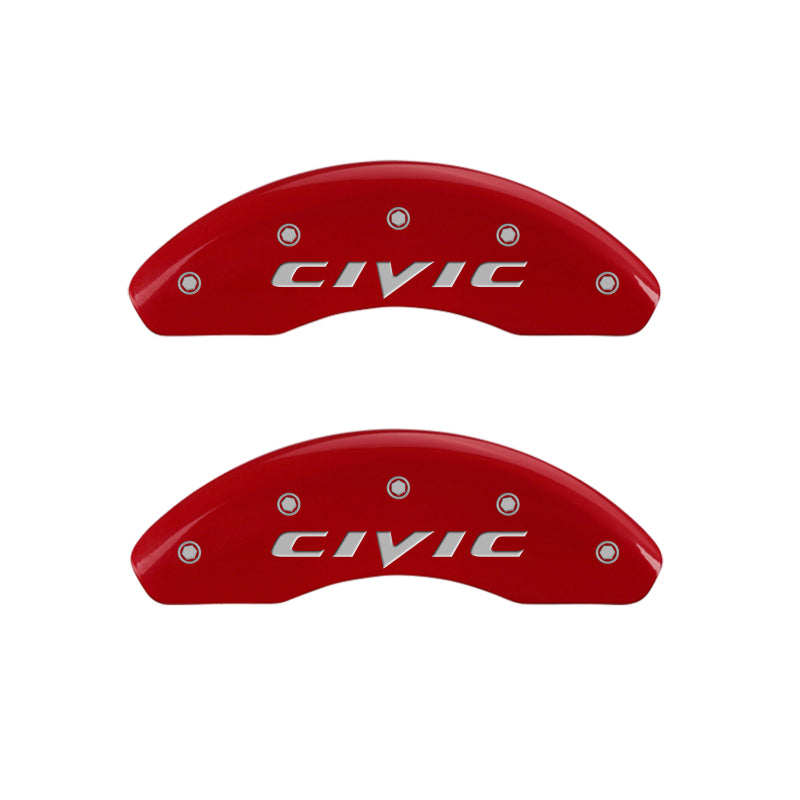 MGP 4 Caliper Covers Engraved Front 2015/Civic Engraved Rear 2015/Civic Red finish silver ch-thumbmail-2