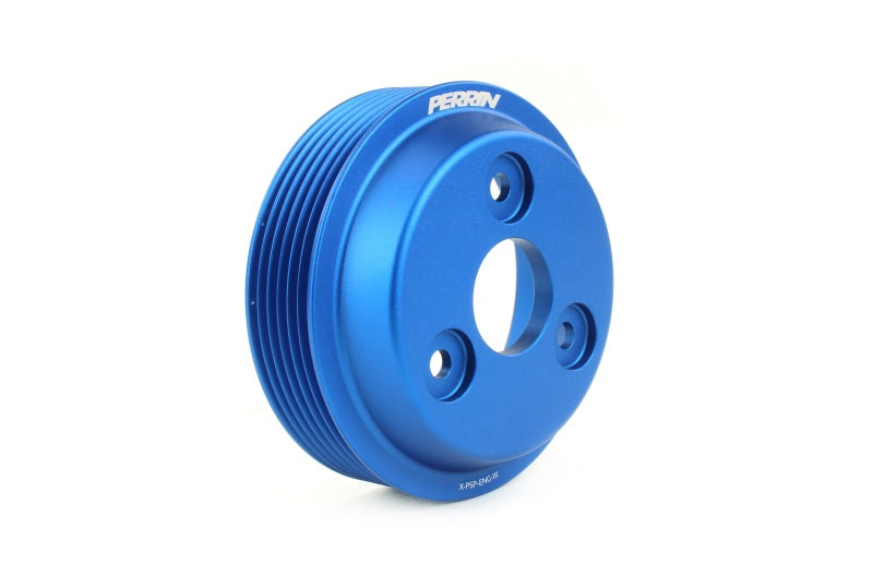 Perrin 15-21 Subaru WRX Lightweight Water Pump Pulley - Blue-thumbmail-3