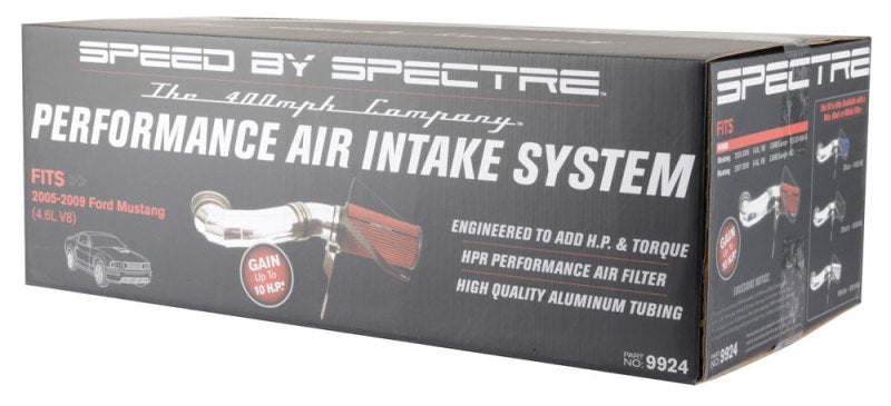 Spectre 05-09 Ford Mustang GT V8-4.6L F/I Air Intake Kit - Polished w/Red Filter-thumbmail-11