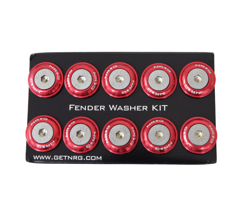 NRG Fender Washer Kit w/Rivets For Plastic (Red) - Set of 10-thumbmail-4
