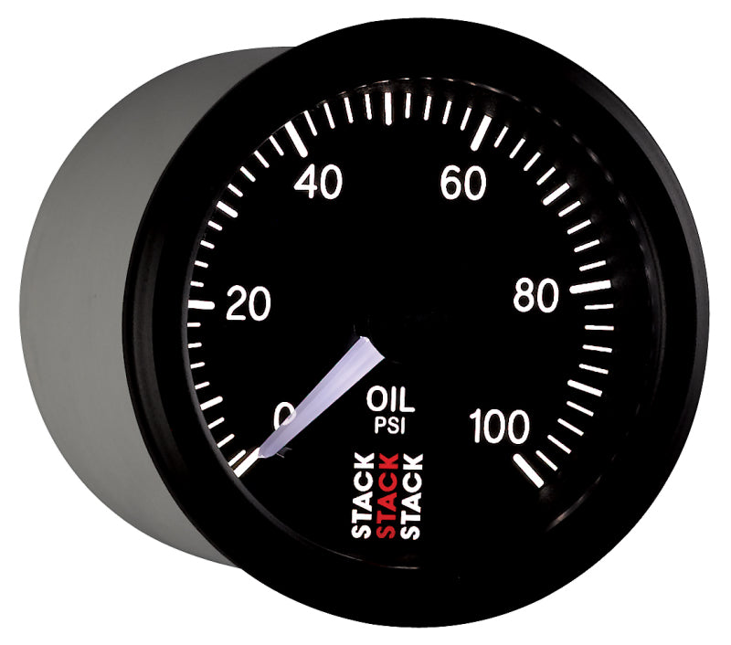 Autometer Stack 52mm 0-100 PSI 1/8in NPTF (M) Mechanical Oil Pressure Gauge - Black-thumbmail-6
